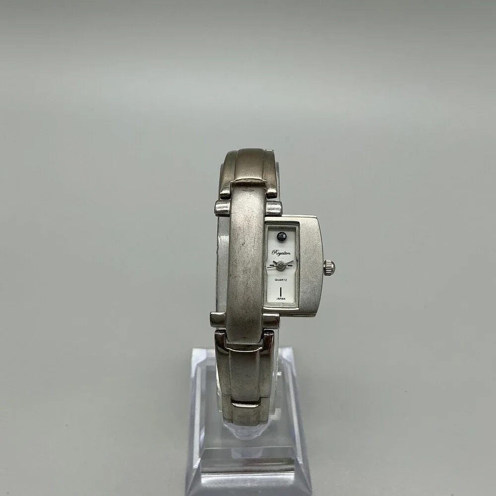 Vintage Royalton Slide Out Womens Watch 18mm Silver Tone New Battery 7
